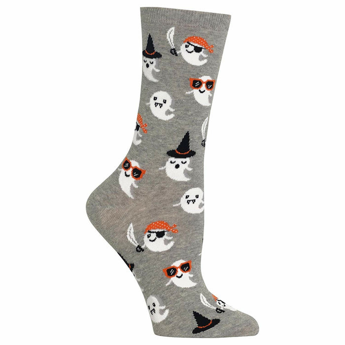 cute ghost halloween themed womens grey novelty crew socks