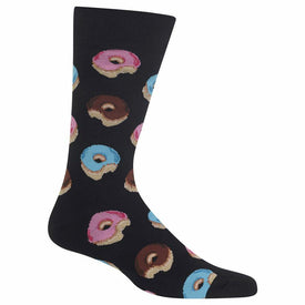 donuts donut themed mens black novelty crew socks