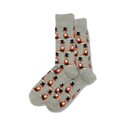 foxy groom wedding themed mens grey novelty crew socks