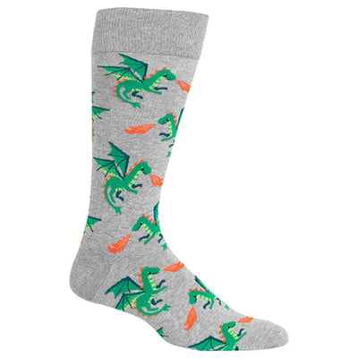 dragon fantasy themed mens grey novelty crew socks