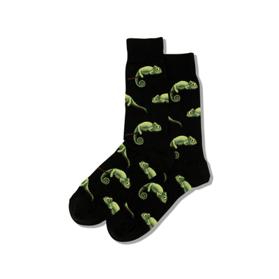 chameleons animal themed mens black novelty crew socks