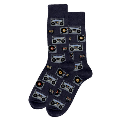 retro music music themed mens black novelty crew socks