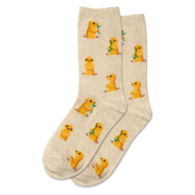 prairie dog prairie dog themed womens beige novelty crew socks