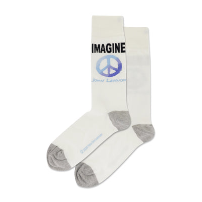 john lennon imagine john lennon themed mens white novelty crew socks