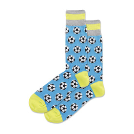 soccer balls soccer themed mens blue novelty crew socks