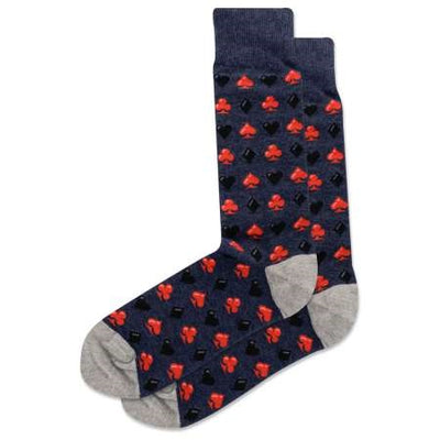 cards gambling themed mens blue novelty crew socks