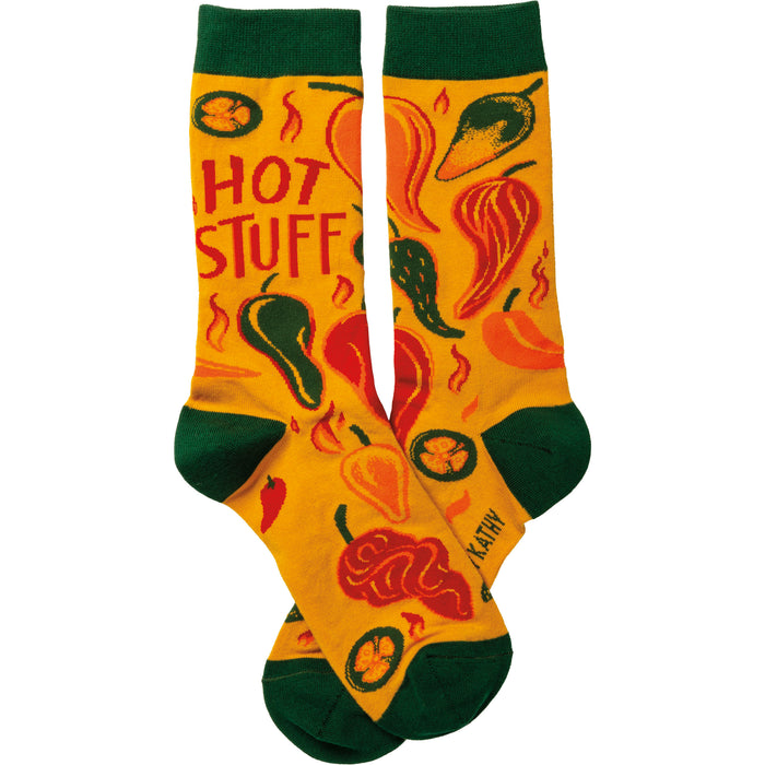 hot stuff food & drink themed mens & womens unisex orange novelty crew socks }}