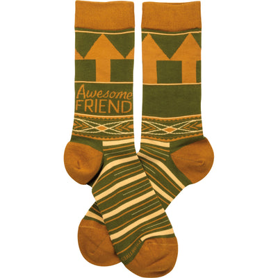 awesome friend best friends themed mens green novelty crew socks