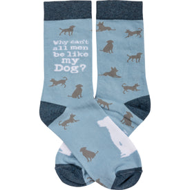 why can't all men dog themed womens blue novelty crew socks
