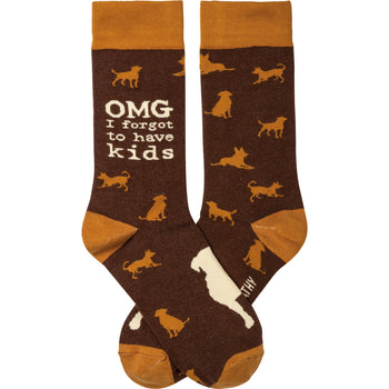 forgot to have kids dog themed mens & womens unisex brown novelty crew socks