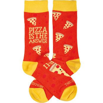 pizza is the answer pizza themed mens & womens unisex red novelty crew socks