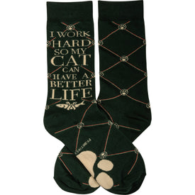 so my cat can have a better life dog themed womens black novelty crew socks