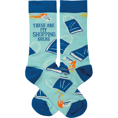 shopping socks funny themed womens blue novelty crew socks