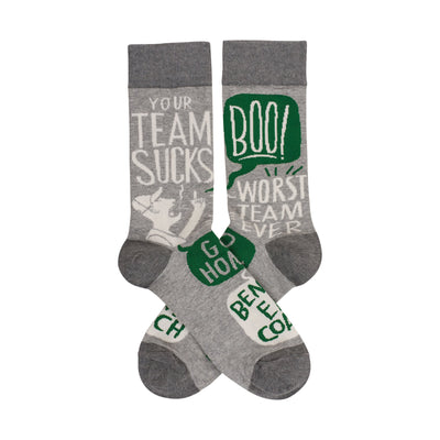 your team sports themed mens & womens unisex grey novelty crew socks