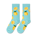 Flatlay of two lemon socks on a white background.