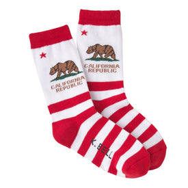ca republic american made california themed womens red novelty crew socks