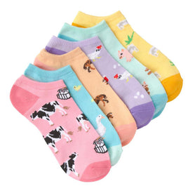 farm animals 6-pack farm animal themed womens multi novelty ankle socks