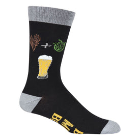 hops plus barley equals beer beer themed mens grey novelty crew socks