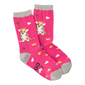 i love my corgi dog themed womens pink novelty crew socks