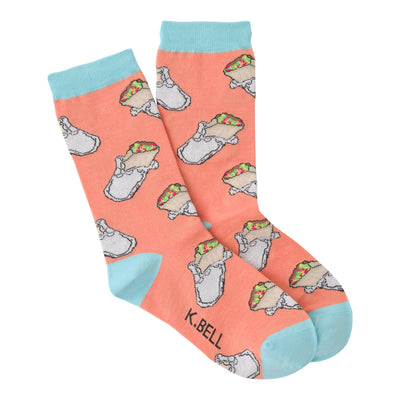 burritos food & drink themed womens orange novelty crew socks