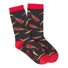 hot and spicy food & drink themed womens red novelty crew socks
