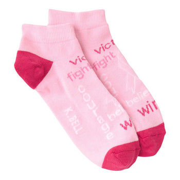 pink ribbon cancer themed womens pink novelty ankle socks