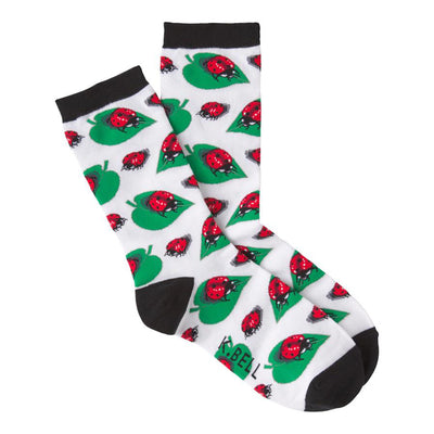 ladybugs ladybug themed womens white novelty crew socks