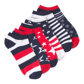 stars & stripes 6-pack usa themed womens multi novelty ankle socks