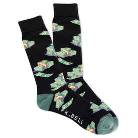 stacks money themed mens black novelty crew socks