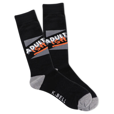 adultish funny themed mens black novelty crew socks