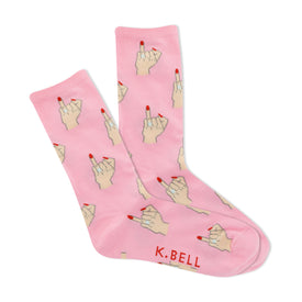 ring finger wedding themed womens pink novelty crew socks
