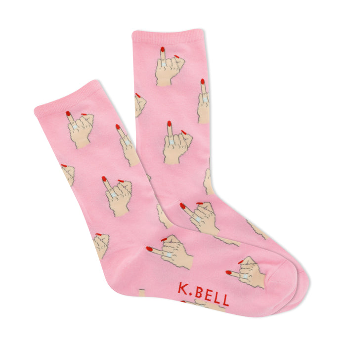 ring finger wedding themed womens pink novelty crew socks }}