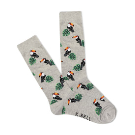 toucans toucan themed mens grey novelty crew socks