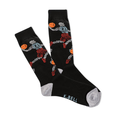 basketball zigzag basketball themed mens black novelty crew socks