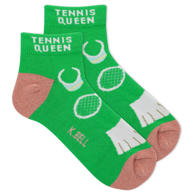 tennis queen tennis themed womens green novelty ankle socks