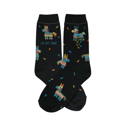 i'd hit that funny themed womens black novelty crew socks