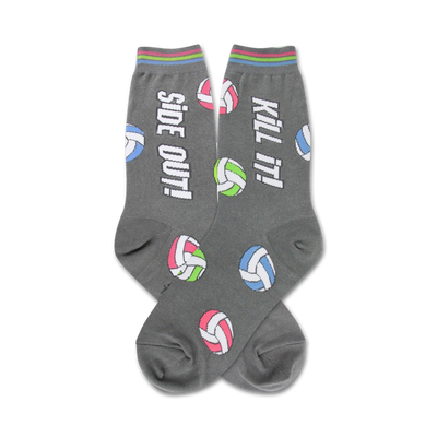 volleyball volleyball themed womens grey novelty crew socks