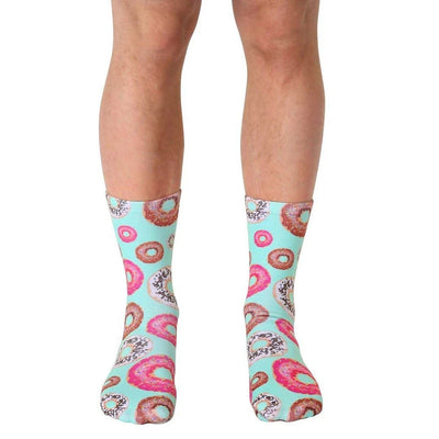 donuts donut themed mens & womens unisex blue novelty crew socks