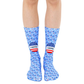i voted political themed mens & womens unisex blue novelty crew socks