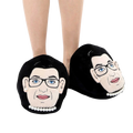 Lifestyle shot: A person's feet wearing the RBG slippers. Shows how the slippers look when worn. [lf]