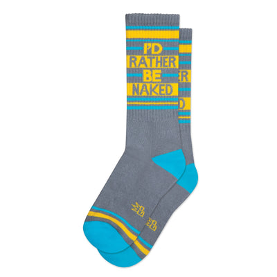 i'd rather be naked funny themed mens & womens unisex grey novelty crew^xl socks