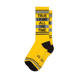 true crime all the time movies & tv themed mens & womens unisex yellow novelty crew^xl socks