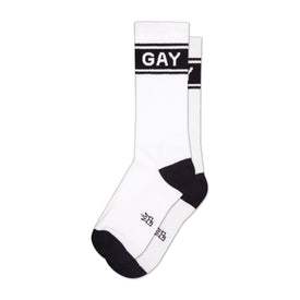 gay pride themed mens & womens unisex white novelty crew^xl socks