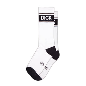 dick inappropriate themed mens & womens unisex white novelty crew^xl socks