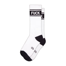 fuck inappropriate themed mens & womens unisex white novelty crew^xl socks