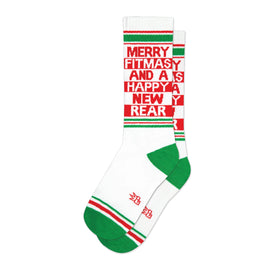 merry fitmas and a happy new rear christmas themed mens & womens unisex white novelty crew^xl 0