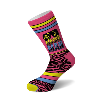 wwe macho man randy savage wrestling themed mens & womens unisex pink novelty crew socks