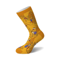 Crew socks, predominantly yellow, featuring an all-over print of Cat and Dog from the Nickelodeon cartoon.