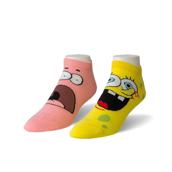 spongebob squarepants: spongebob faces cartoon themed mens & womens unisex pink novelty ankle socks