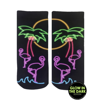 resort glow summer themed womens black novelty ankle socks